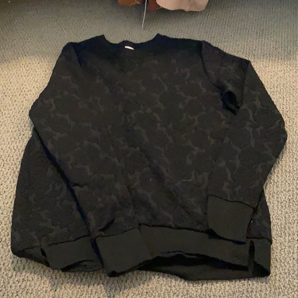 Abercrombie black velvet rose detail sweatshirt